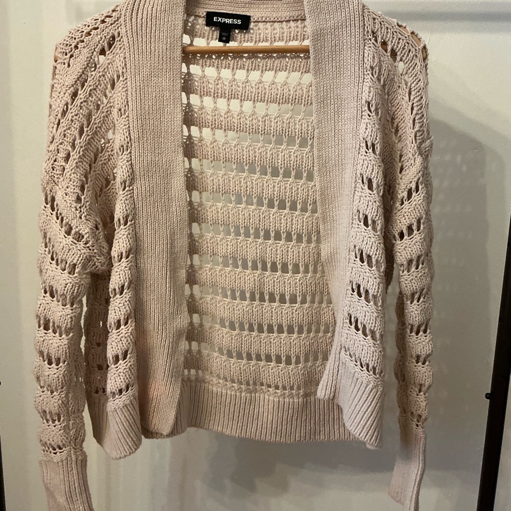 Express Women's Beige Open-Knit Cardigan